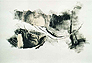 Der verlorene Faden des Ullrich B. 1994  Monotypie / Collage 49 x 63 cm